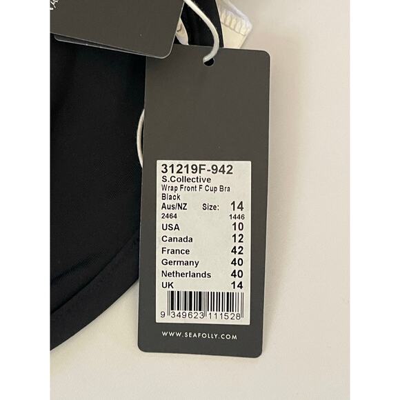 NWT Seafolly Collective Wrap Front Bra - Black 10F - Picture 8 of 8